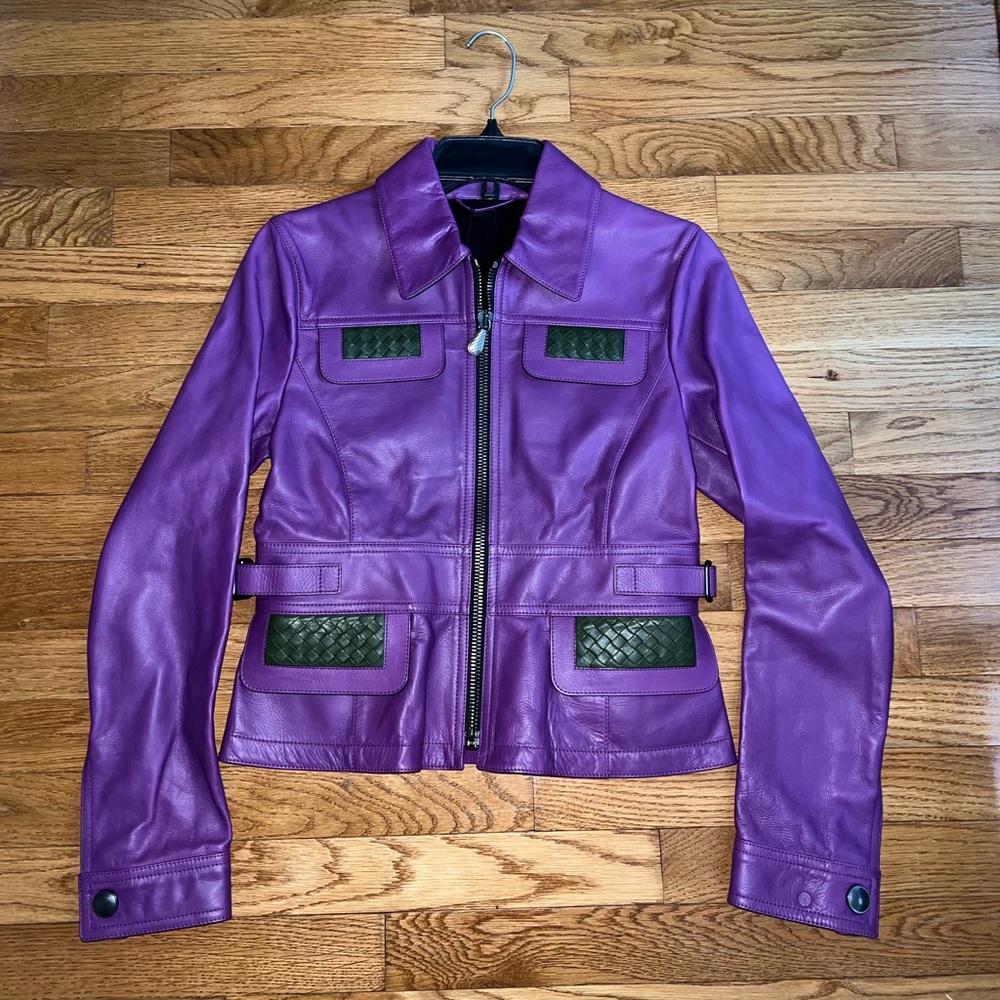 Bottega Veneta Purple Leather Jacket